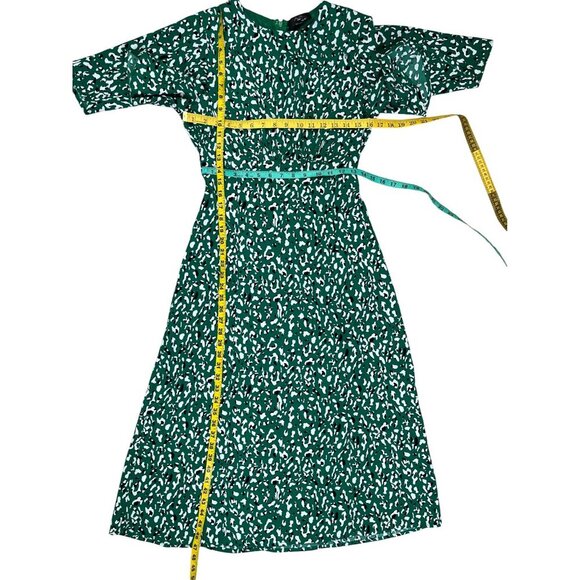 AX Paris Green Black White Abstract Print Flutter Sleeve Midi Dress Size 6 - Picture 9 of 9